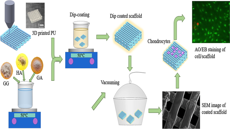 Fabrication and Assessment of a Novel Hybrid Scaffold Consisted of Polyurethane-Gellan Gum-Hyaluronic Acid-Glucosamine for Meniscus Tissue Engineering
